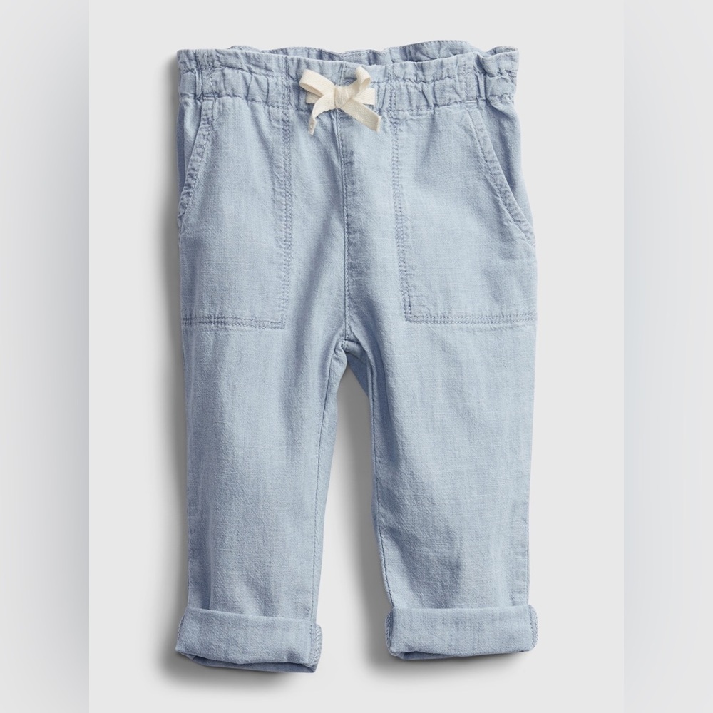 Baby Gap Paper Bag Waist Denim Chambray Jeans Pants 6-12 Months